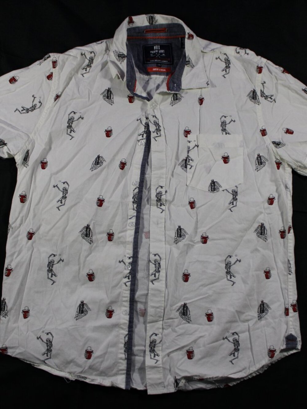 MBX Premium Goods "Creep It Real" Dancing Skeletons Halloween Button-Down Shirt